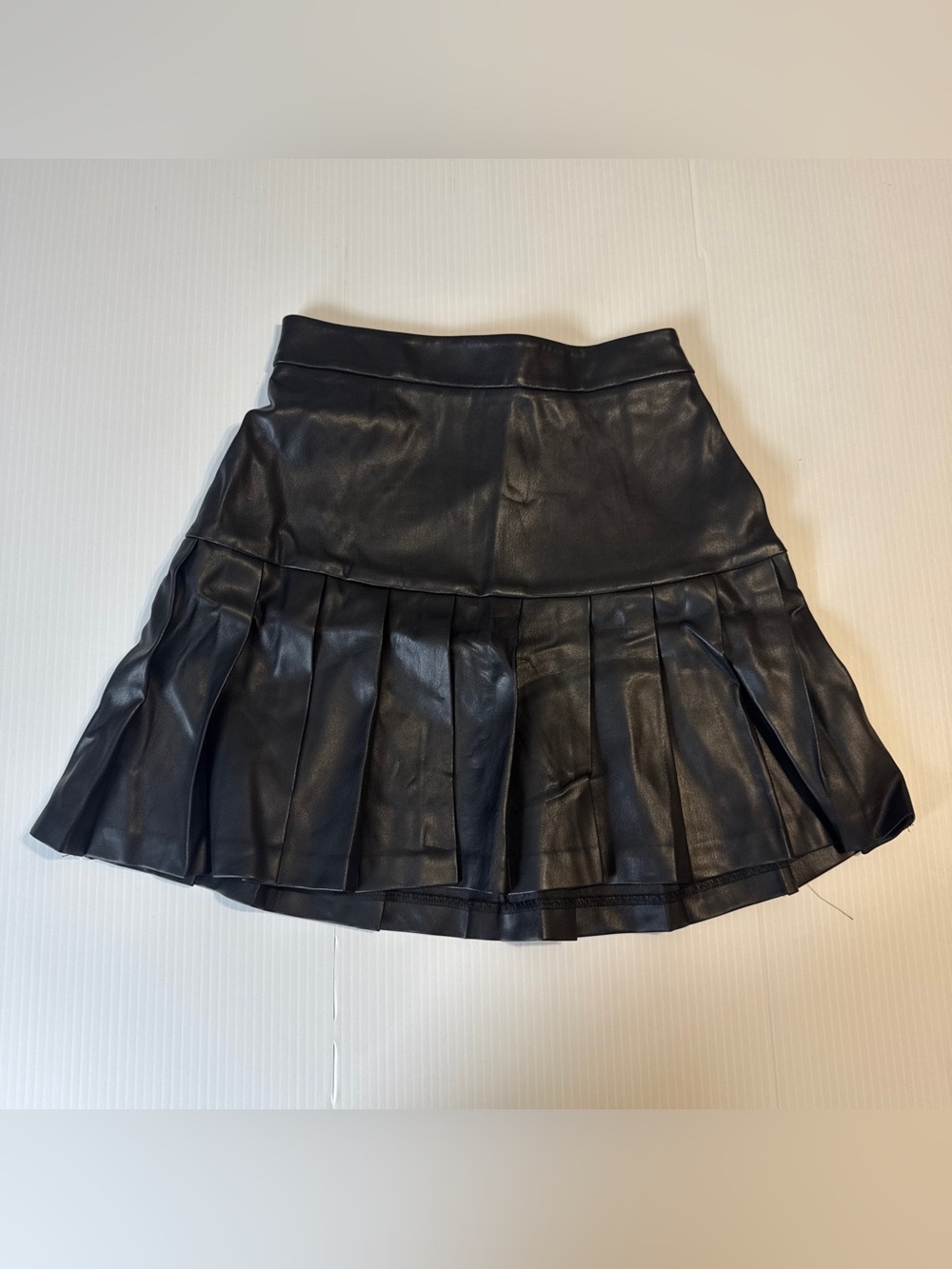 Bar III Black Faux Leather Pleated Mini Skirt XS Y2K Preppy Tennis Goth Grunge - Picture 5 of 7